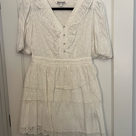 Walter Baker Dresses & Skirts - Walter Baker White Eyelet Ruffled Tiered Mini Dress